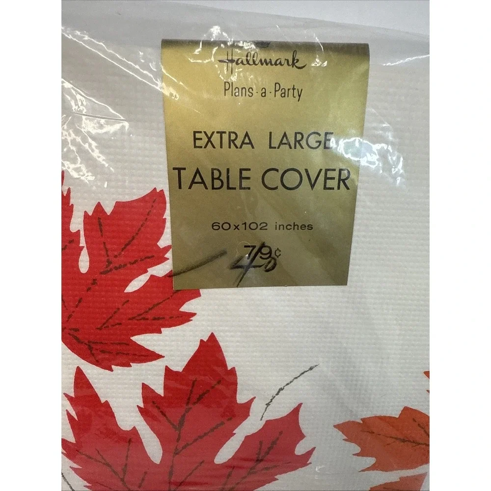 VTG Hallmark Paper Autumn Leaves‎ Table Cover And Napkins 60's Thanksgiving